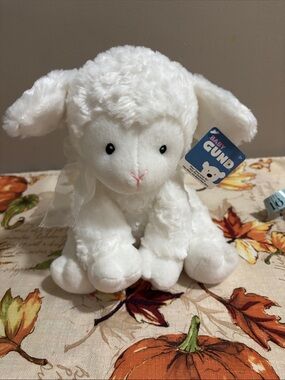 Gund White Plush Lamb with Bow